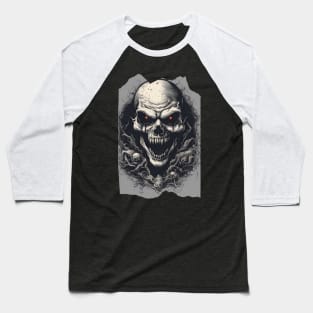 Sinister Dominion Evil Skull Red Eyes Dark Art Baseball T-Shirt